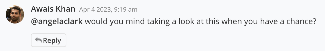 Story Comment example