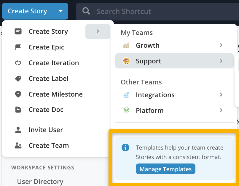 Where To See And Manage All Of Your Workspace’s Templates – Shortcut ...