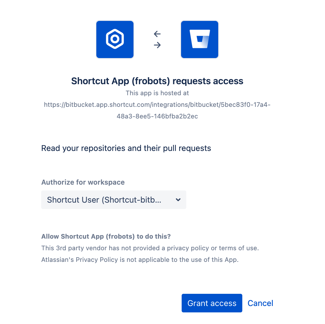 BitBucket to Shortcut Authorization