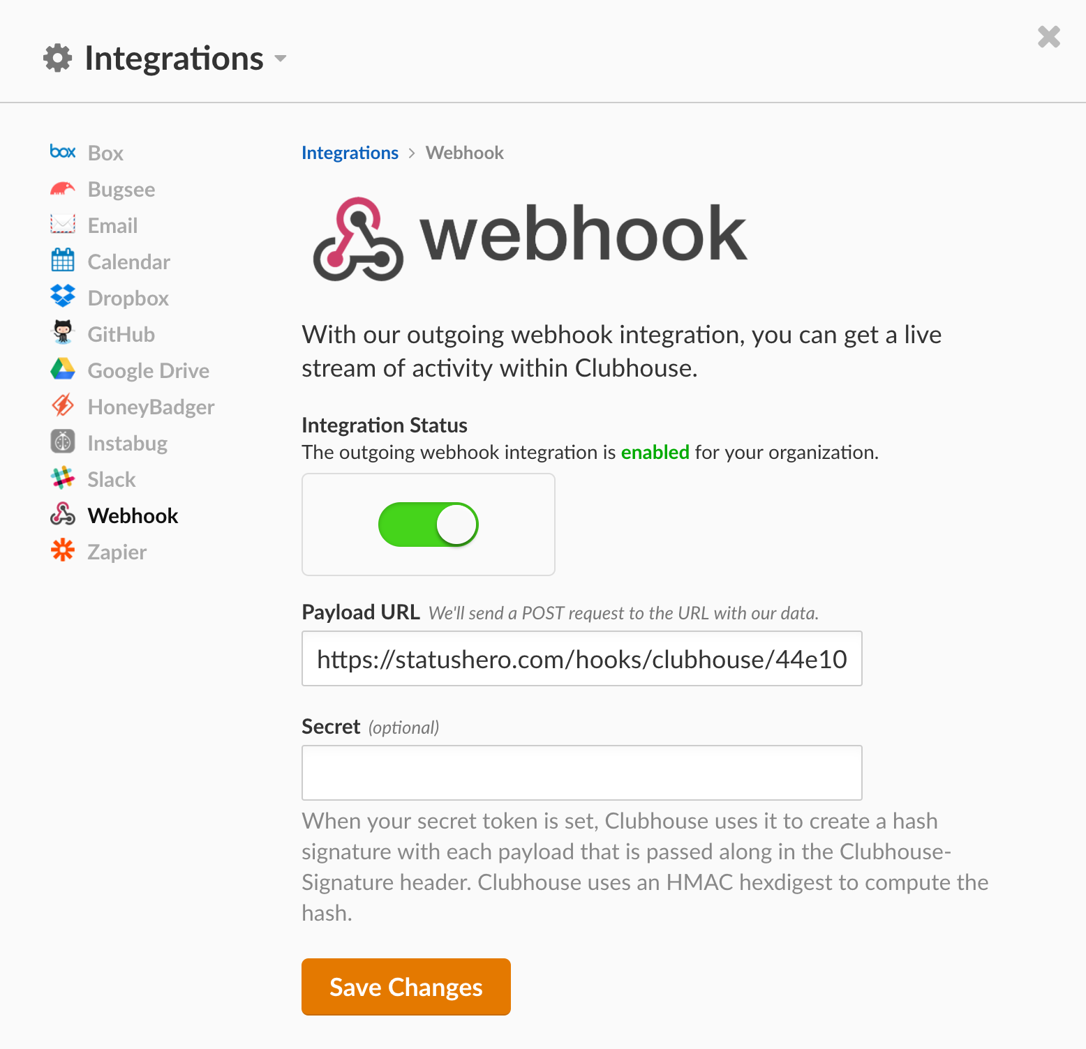 Webhooks Set Up in Clubhouse