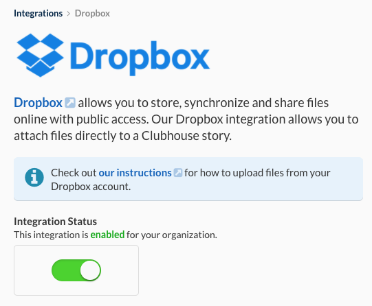 Clubhouse Dropbox Integration