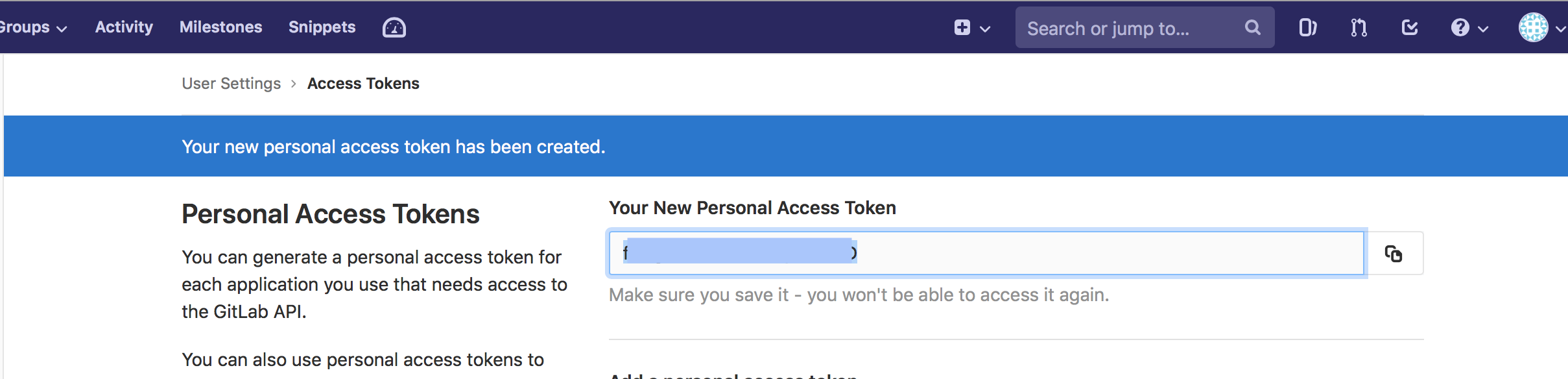 Clubhouse_GitLab_Access_Token_Generated.png